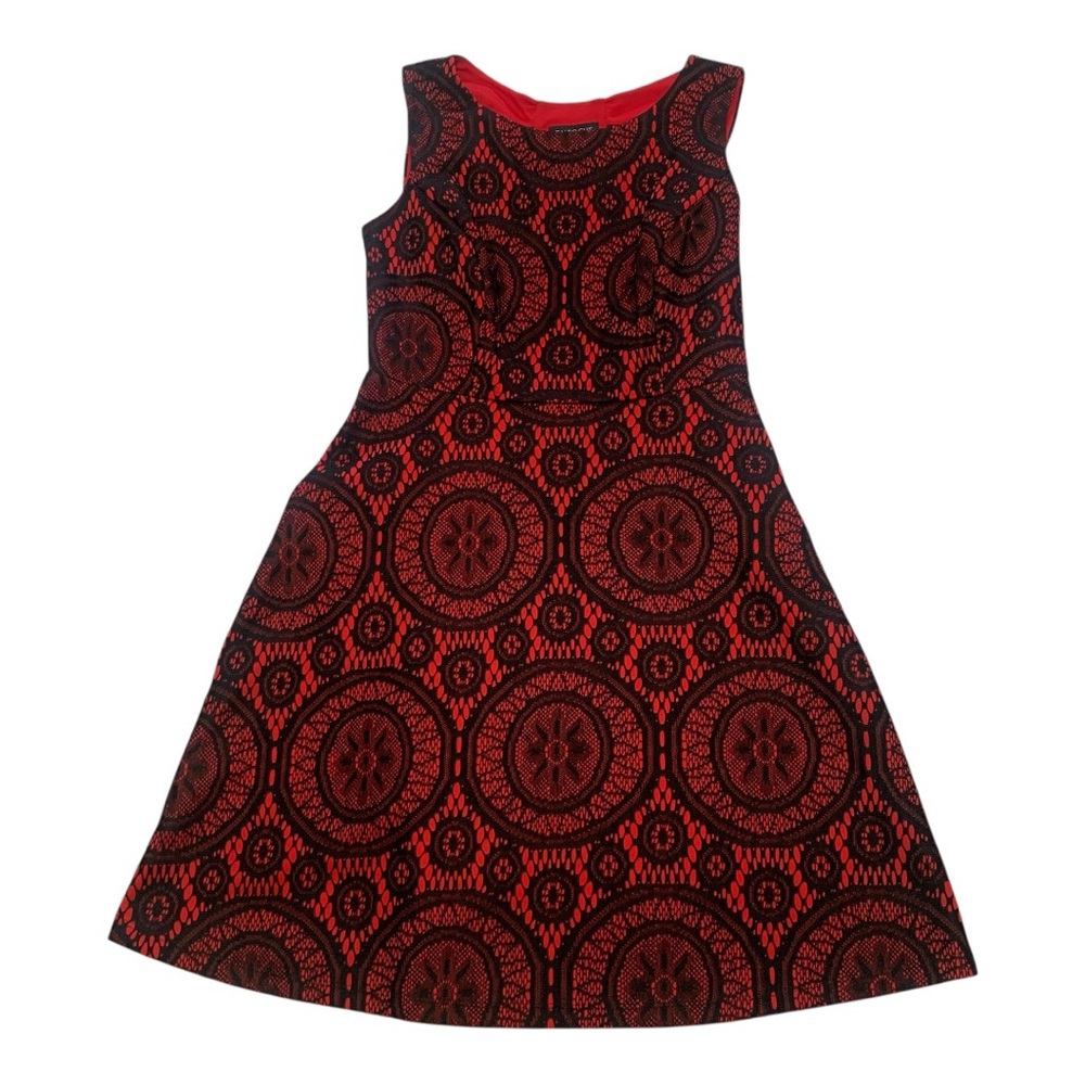 Enfocus Studio Red and Black Lace A-line‎ Dress Sleeveless Mini Size 6